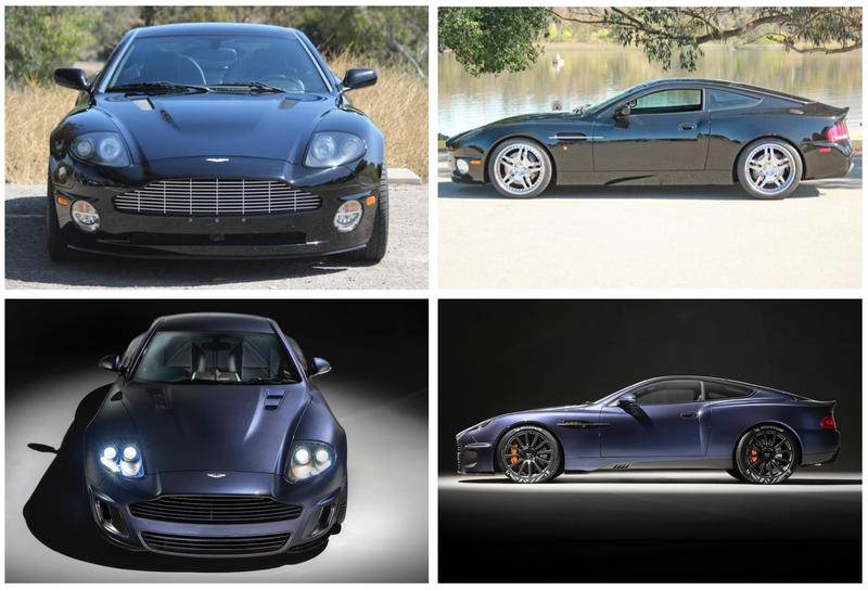 The 2003 Aston Martin V12 Vanquish (top) and the new Vanquish 25 by Callum (bottom).